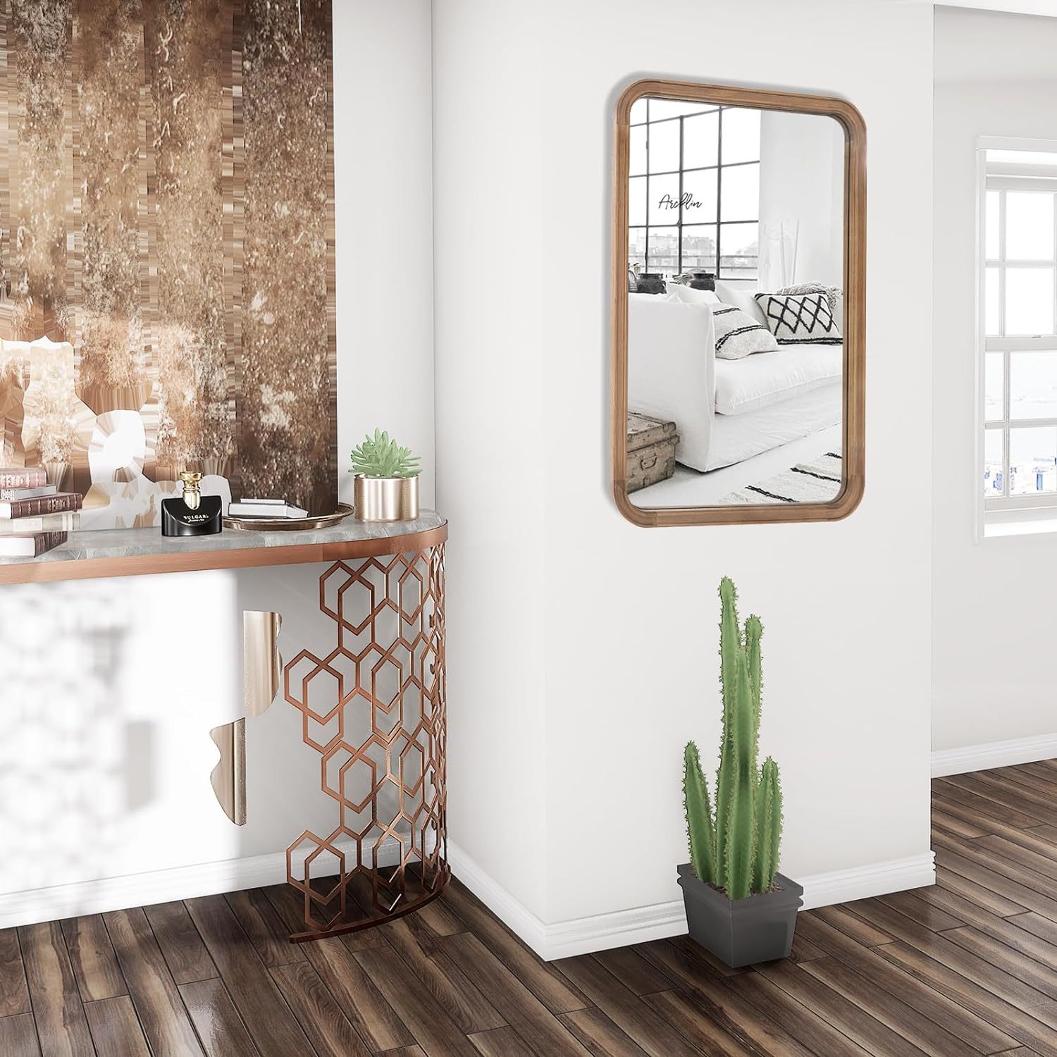 免打孔挂墙浴室镜厕所梳妆壁挂式卫生间化妆镜洗手台镜子贴墙自粘详情4