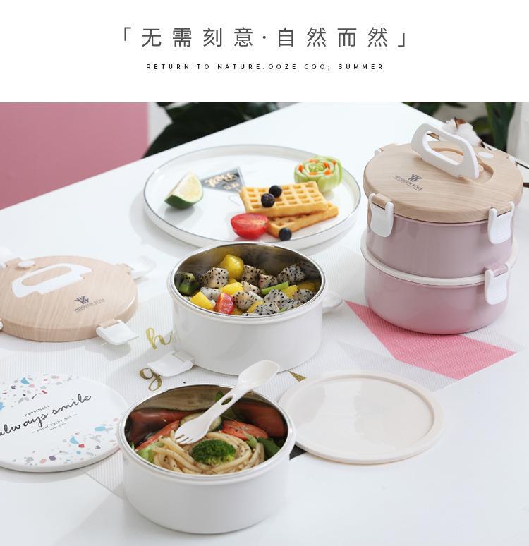 علبة غداء Bento Box في علبة وجبة خفيفة ذات طابقين، من طراز Plack Holdel Wird Web 304 من الفولاذ المقاوم للصدأ pic 18