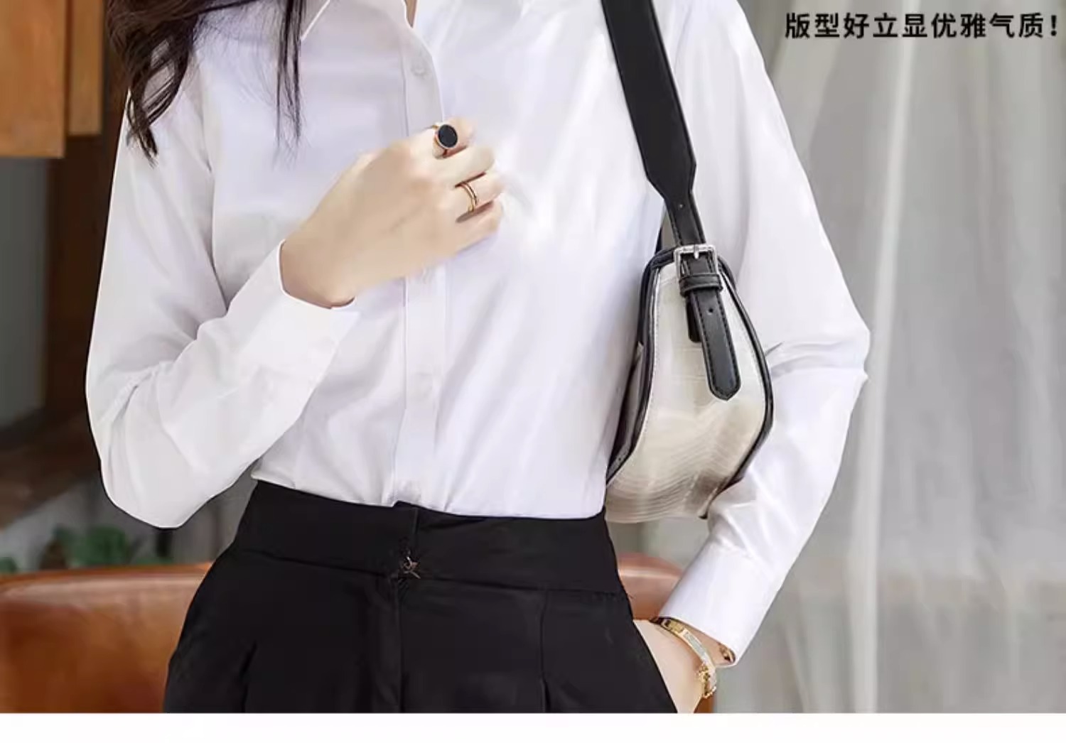 白衬衫女士长袖2024新款春秋内搭职业正装气质韩版短袖衬衣工作服详情6
