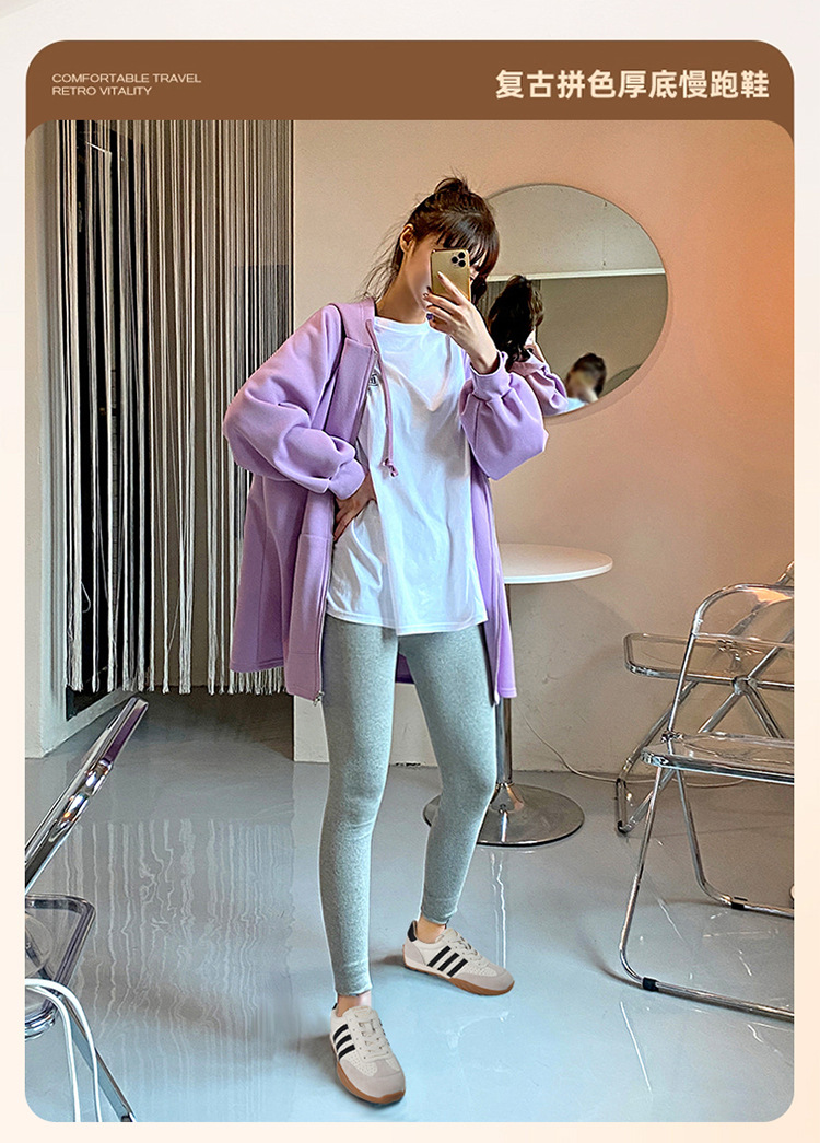 蜜蜂一狼旗舰店高端秋季德训女鞋休闲真皮运动阿甘鞋透气女士潮鞋详情4