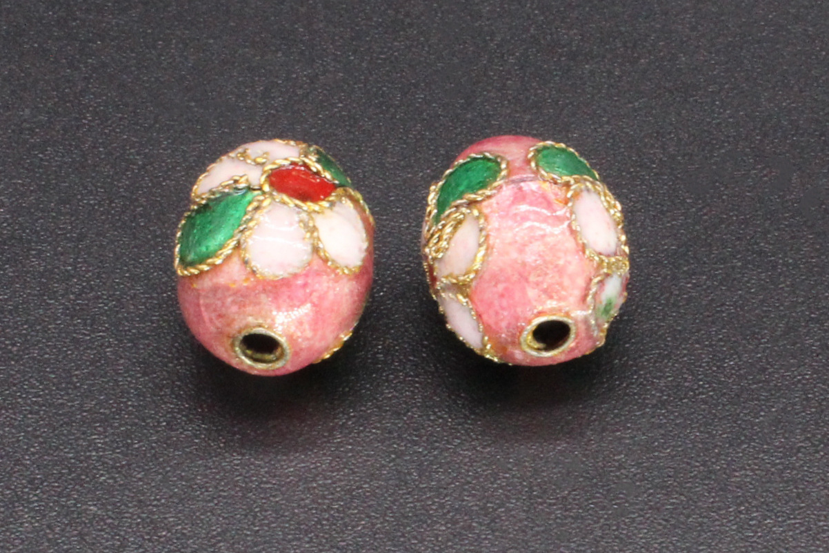 Traditional high-temperature cloisonne enamel flower silver blue DIY jewelry accessories, cloisonne 10*12 egg beads pic 10