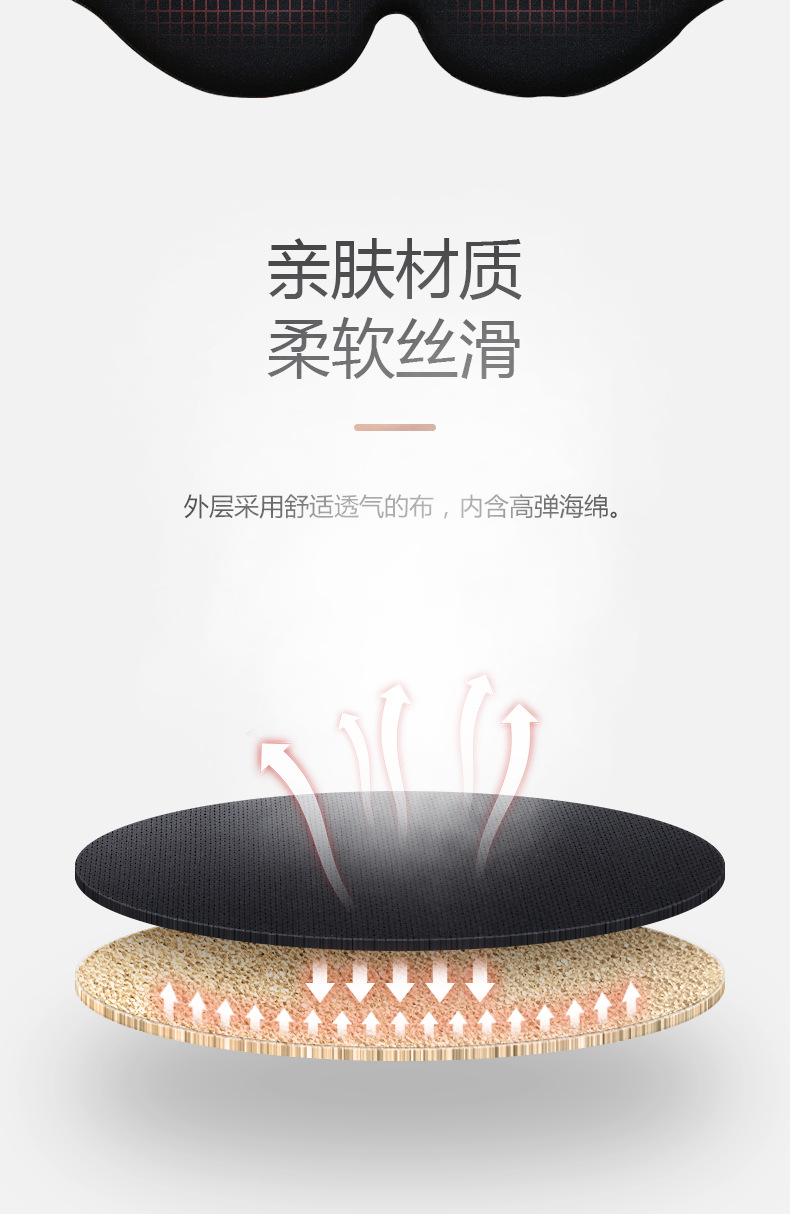 厂家生产3D眼罩遮光非慢回弹午睡睡眠眼罩牛奶丝面料柔软舒服面料详情8