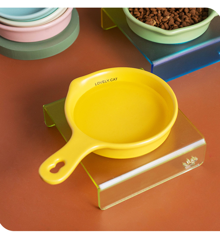 Wow Customized Korean BD flat pan, cat and dog pet bowl, ceramic slow food bowl, anti-tipping and non-black chin cat food basin pic 11