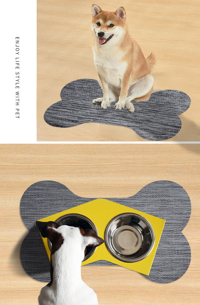 电商专供低价处理工厂直销特斯林材质制骨头形状宠物碗垫地垫防滑详情5