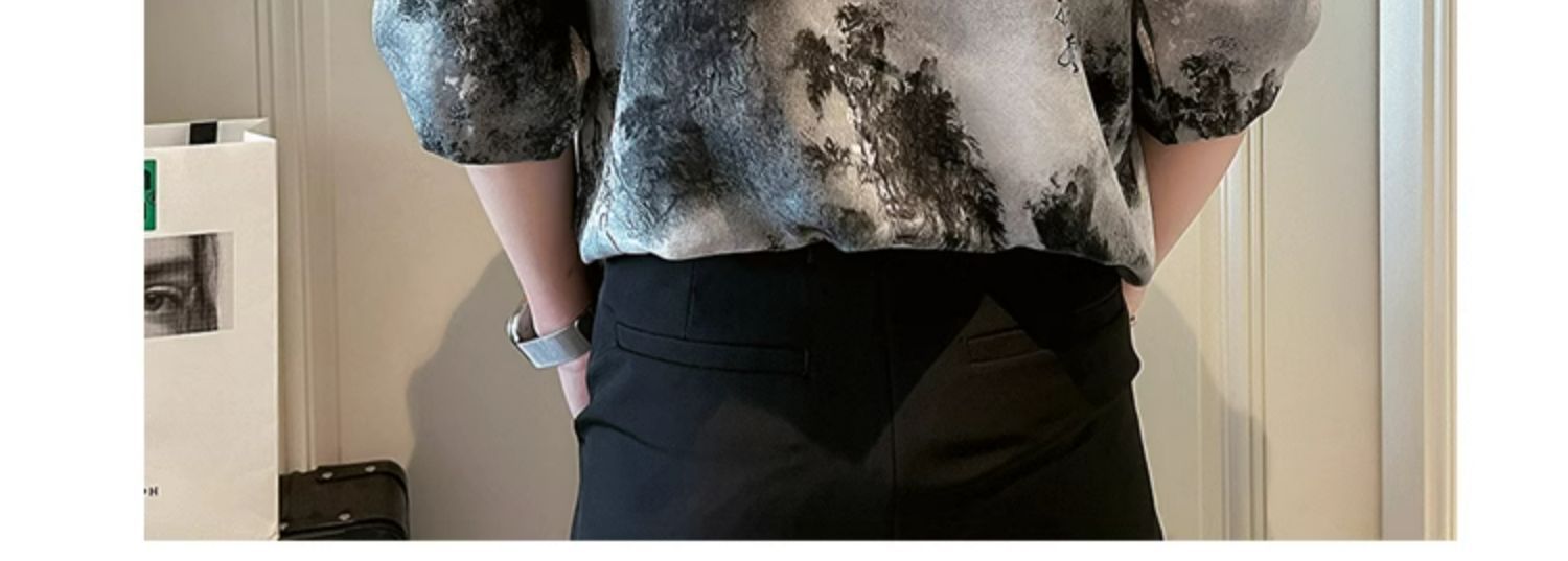 新中式国风衬衫男短袖休闲痞帅水墨扎染衬衣2025新款男士夏装上衣详情20