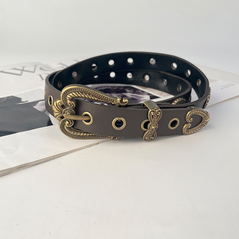 跨境欧美风铆钉复古雕刻镂空针扣女士腰带配休闲裤牛仔裤百搭装饰详情5