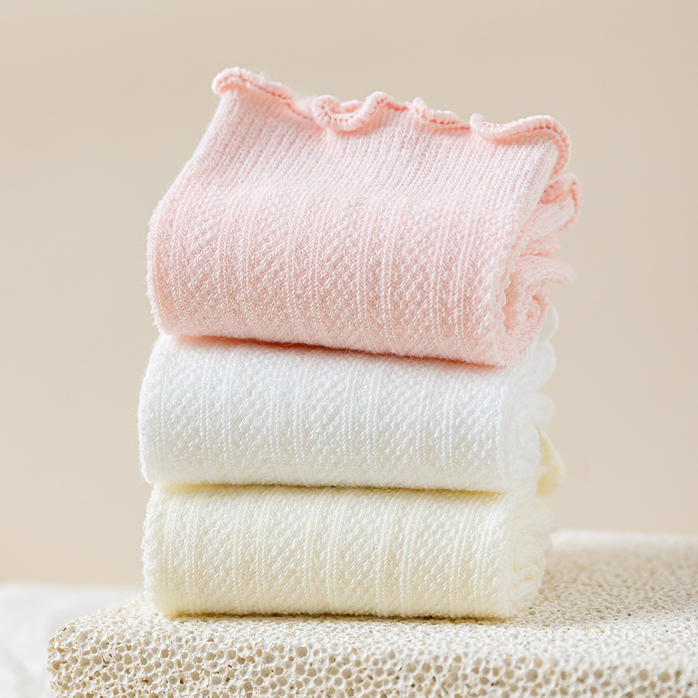 跨境新款纯色花边儿童袜子中筒袜宝宝婴儿中小童袜子春夏详情7