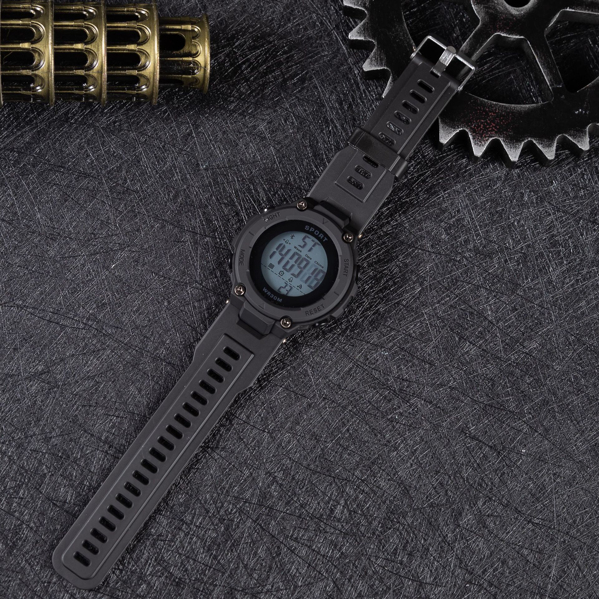 新款数显男士深度防水手表多功能夜光户外休闲学生圆形电子表详情7