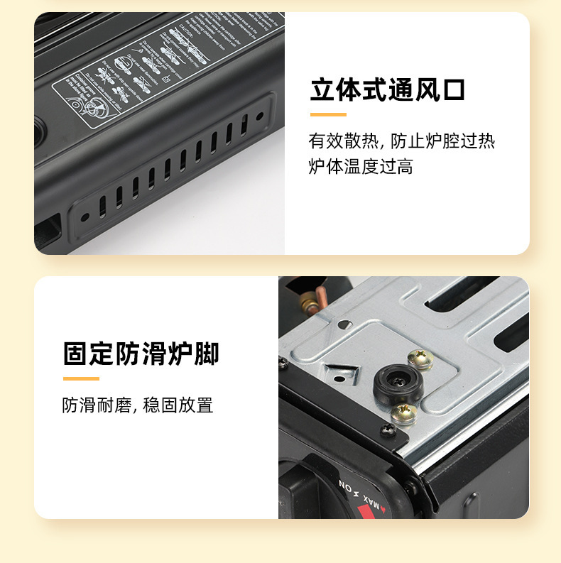 双头卡式炉户外露营烤肉便携燃气炉双眼不锈钢瓦斯炉双灶现货批发详情7