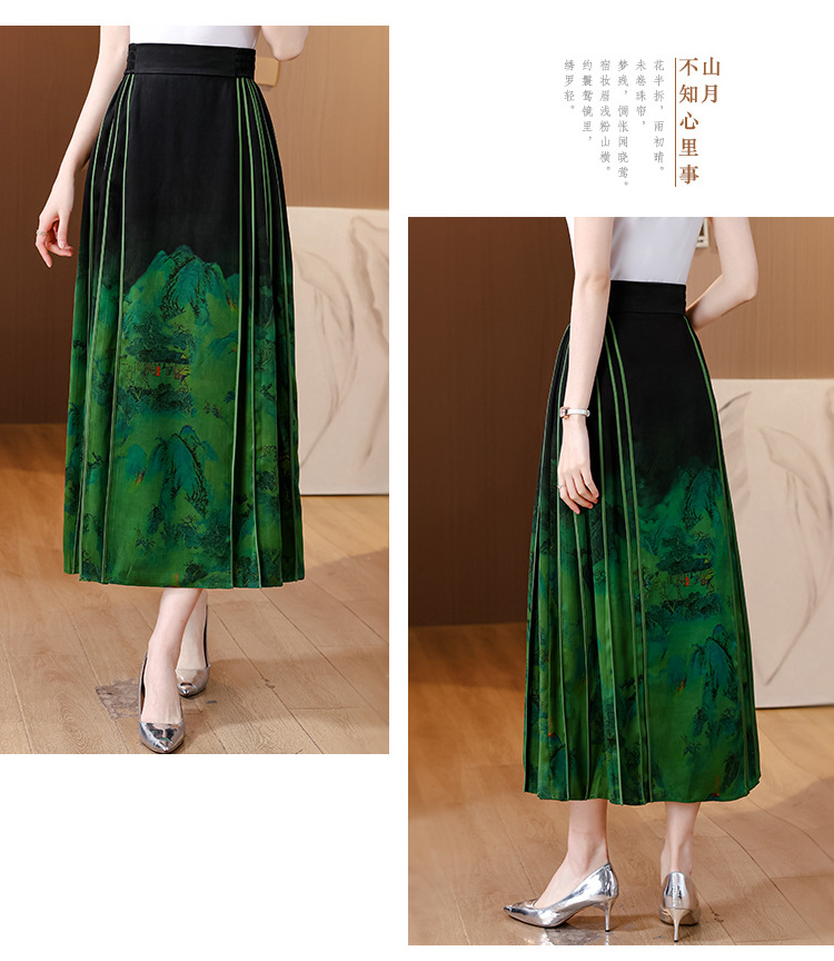 高品质气质马面裙香云纱新款高腰显瘦轻国风桑蚕丝真丝A字半身裙国潮详情12