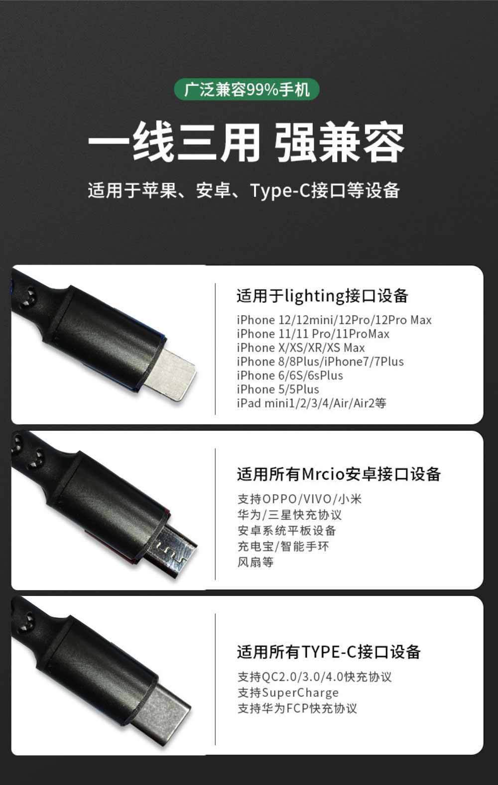 The new PD two-drag three-braided data cable is fully compatible with 100W/PD27W super fast charging and is suitable for iPhone 15 phones pic 15