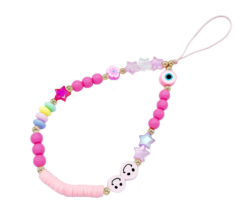European and American ins soft clay mobile phone chain, letter smiling face mobile phone pendant chain, cartoon mobile phone lanyard, DIY beaded mobile phone chain pic 2
