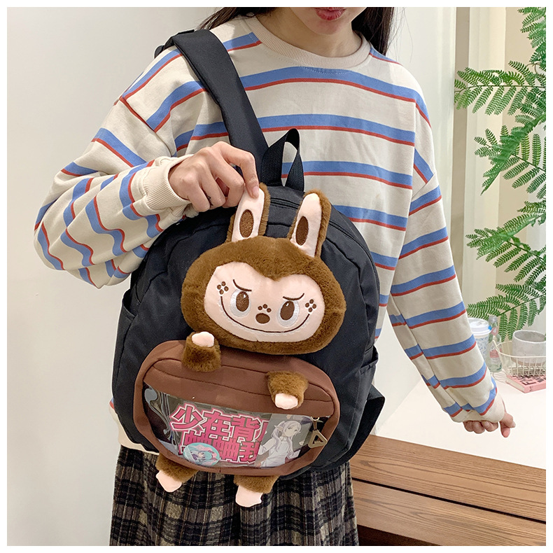 可爱拉布布少女双肩包新款卡通创意玩偶背包萌趣软妹休闲学生书包详情26