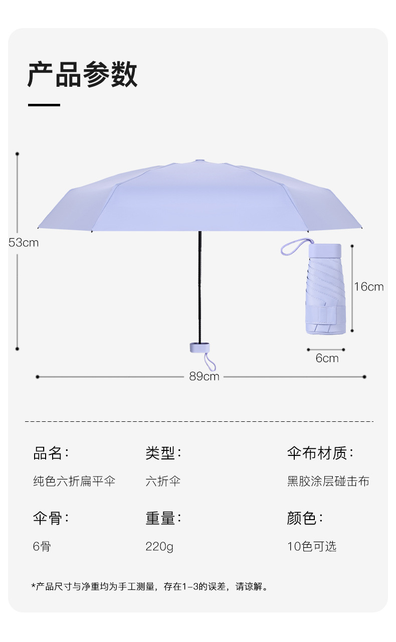 扁五折伞小巧便携卡包伞遮阳防晒防紫外线太阳伞胶囊口袋晴雨伞详情18