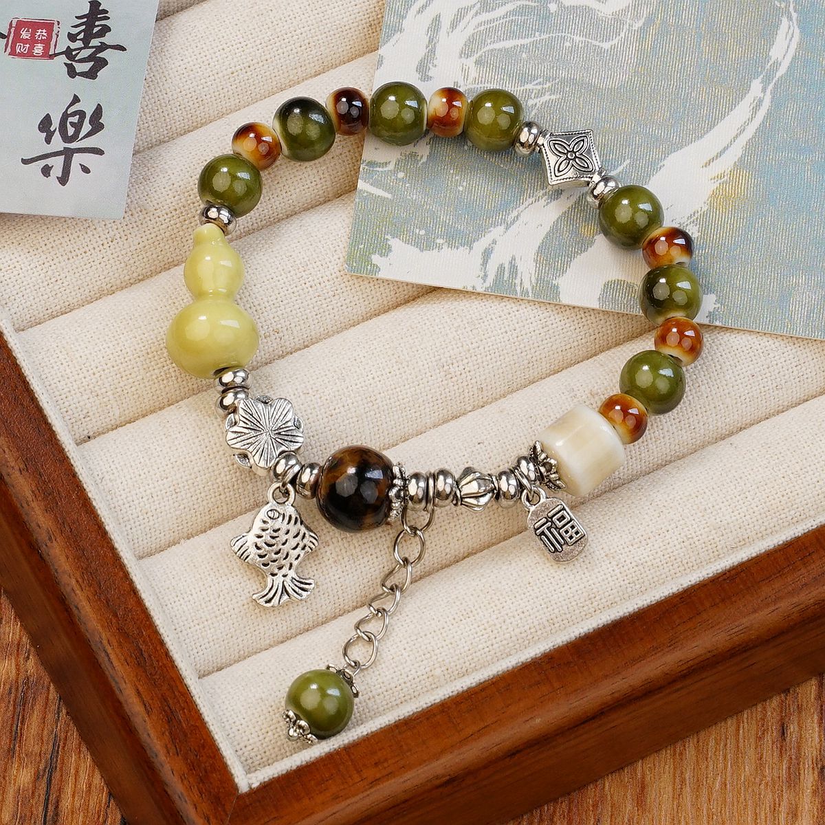 Jingdezhen ceramic bracelet manufacturer supplies artistic handcrafted Anzhiyu single-circle ethnic style retro festival gifts pic 3