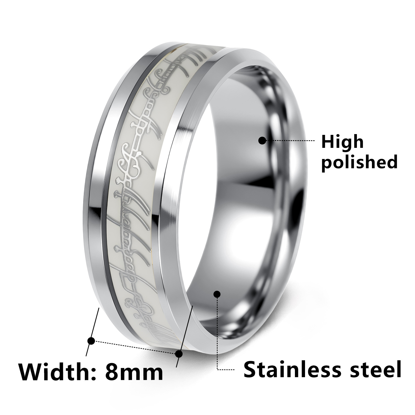 Cross-border new Magic Ring, shining and glowing fluorescent ring, concert, birthday party, letter and text pic 2