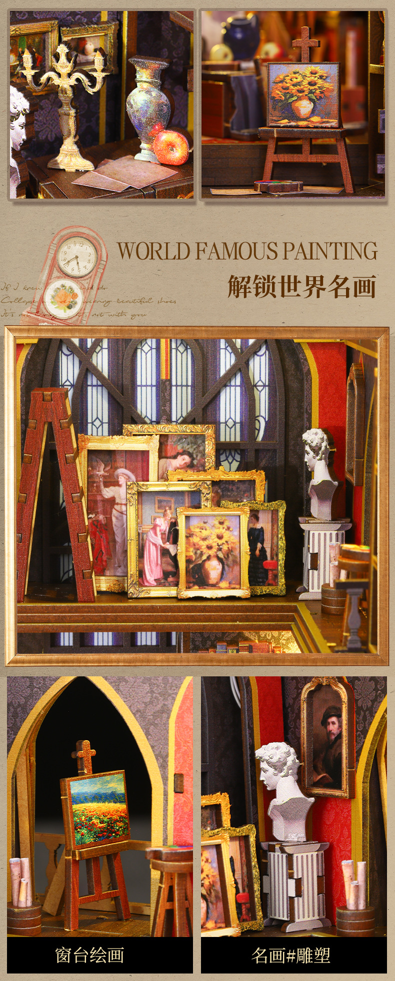 Jiate DIY Bookstand, Wonderful Art Studio diy Bookstand Assembly Bookstand, diy House 3D Bookstand, Handmade Model Book pic 11