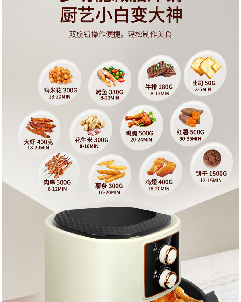Xianke air fryer, multi-functional household touch control electric fryer, smart large-capacity oil-free fryer, gift wholesale pic 4