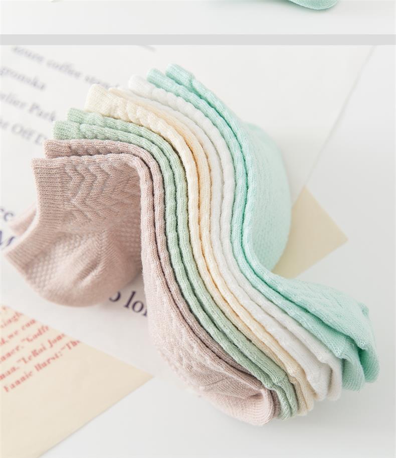 銮苑季短袜子全纯色棉女春夏浅口日系条纹硅胶防滑隐形船袜女批发详情47