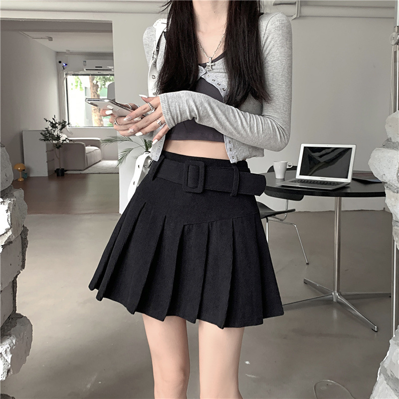 秋冬季韩版2024新款时尚辣妹高腰显瘦短款百搭纯色百褶半身裙子女详情29