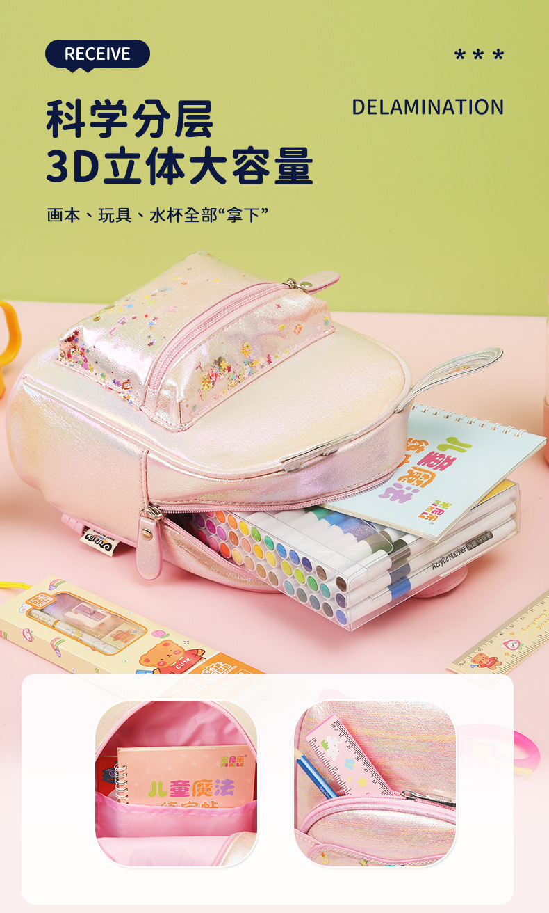 大尾猫卡通兔耳朵双肩背包时尚休闲可爱公主女童包元气少女书包详情7