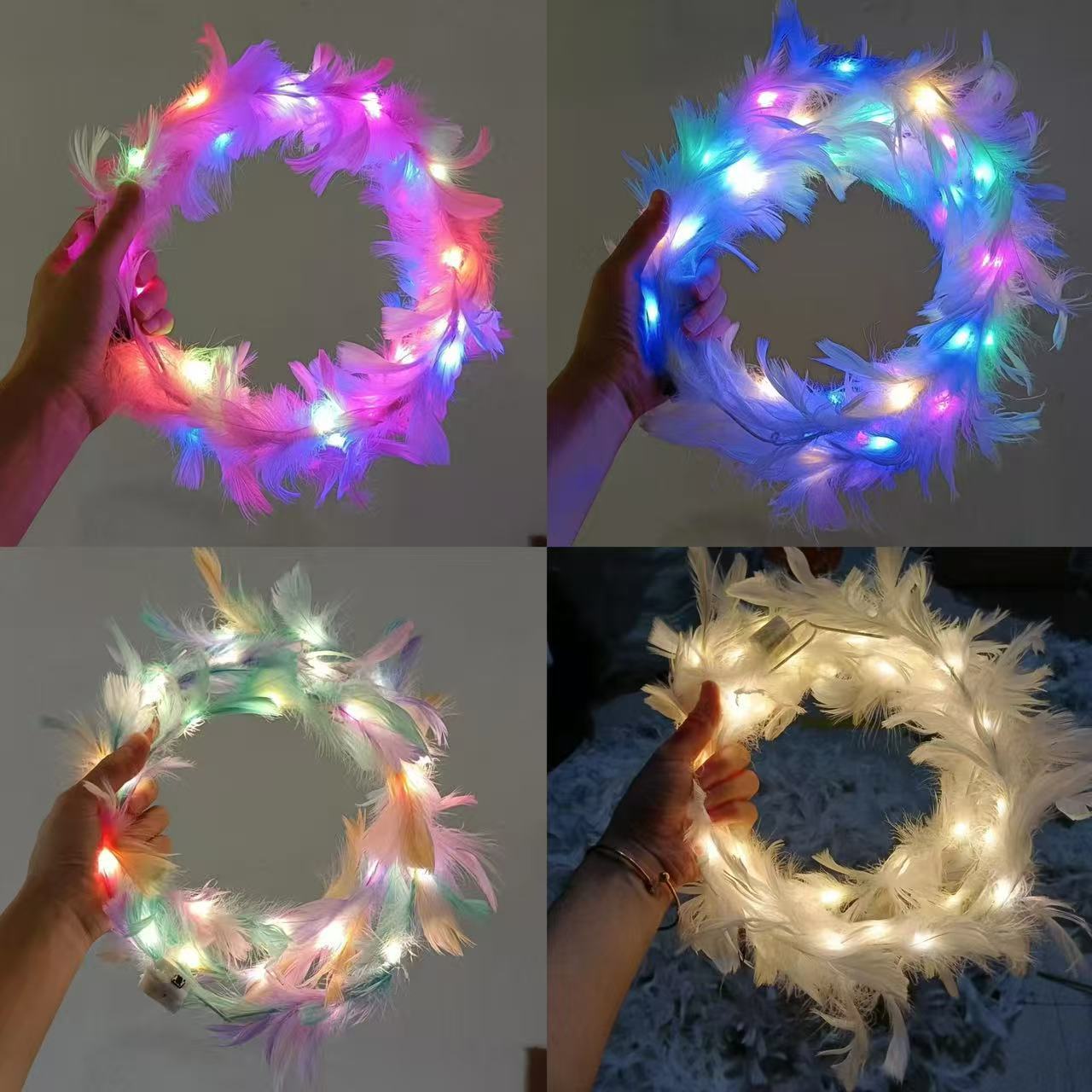 网红发光天使翅膀背饰地摊夜市热销闪光花环兔子发箍彩球蝴蝶头饰详情3