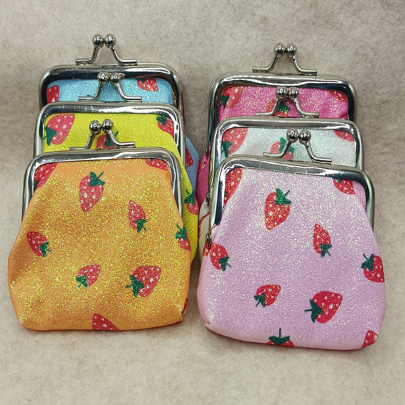 新款 3寸格利特金粉 印花草莓零钱包硬币包 手拿短款口红收纳包详情11