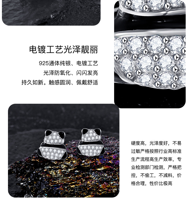 Zhuoheng Select AliExpress 2026 Spring Collection Earrings, European and American cross-border S925 silver inset hip-hop style stud earrings, high-end and light luxury earrings pic 4