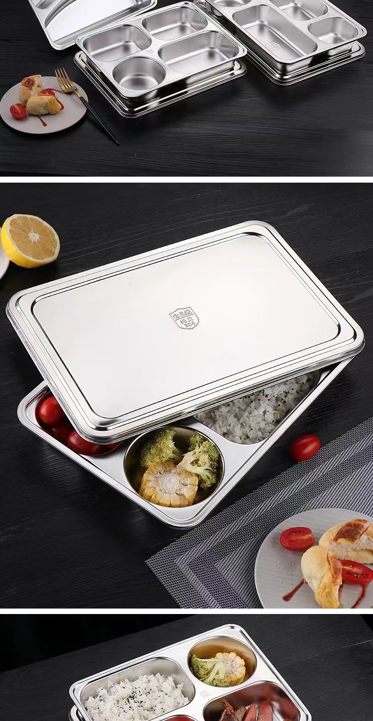 食品级304不锈钢餐盘成人食堂快餐盘儿童学生饭盘四五格分格餐盘详情12