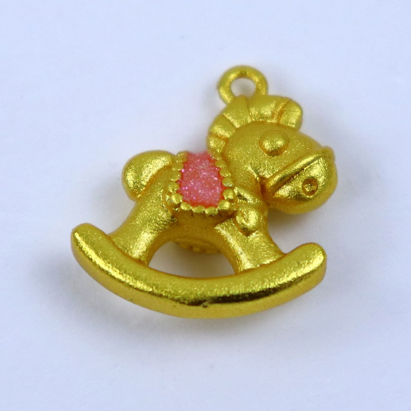 保金色摇摇木马吊坠diy手工摇摇马挂件编绳手链项链精美配饰详情7