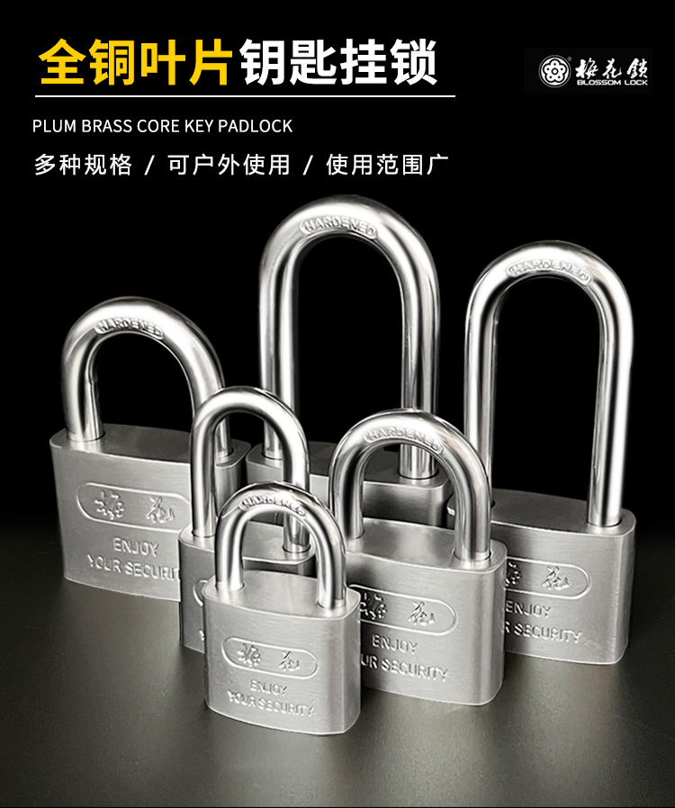 梅花锁 仓库车厢大门挂锁防锈防盗铁锁防水半包梁钢制叶片挂锁子详情1