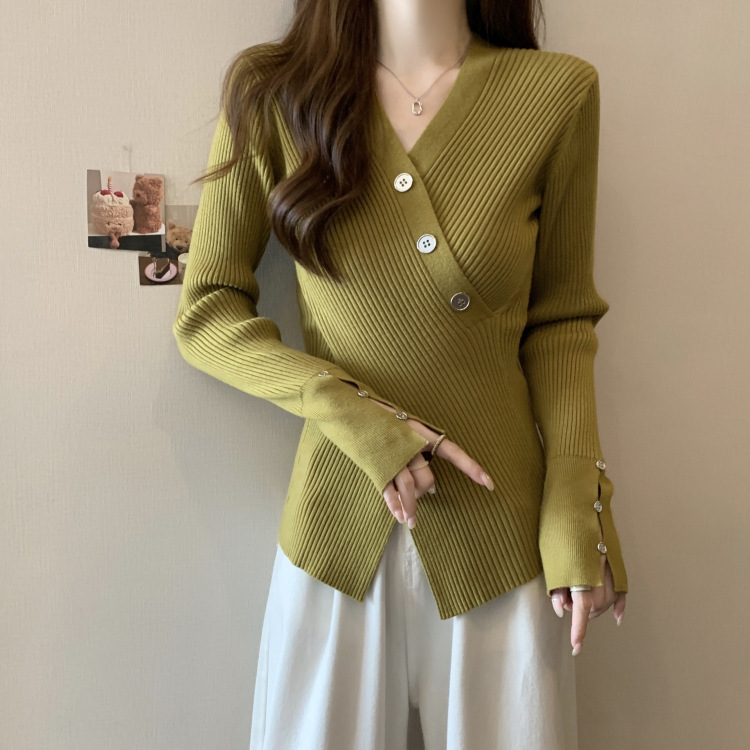 秋装女装V领毛衣套头针织衫设计感显瘦内搭秋季毛衣女外贸开衫女详情2
