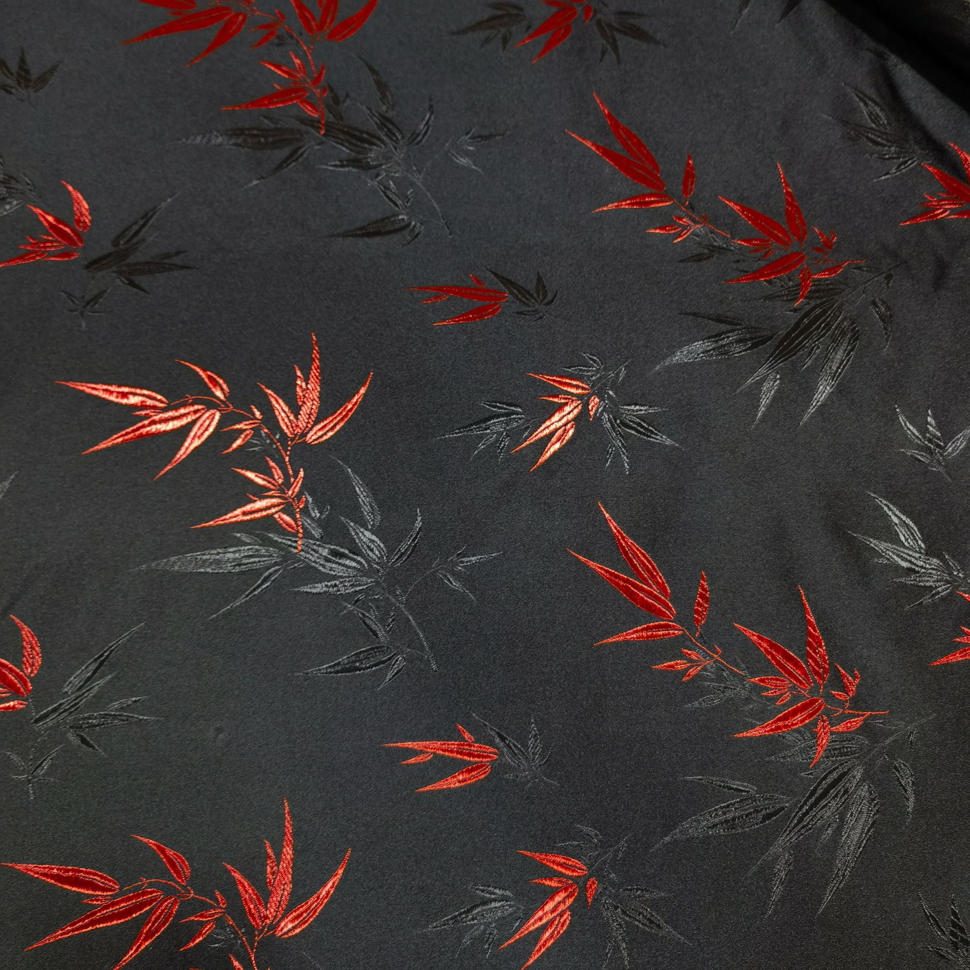 厂家真三五大竹叶织锦缎仿古唐装旗袍布料宠物服坐垫布丝绸面料详情23