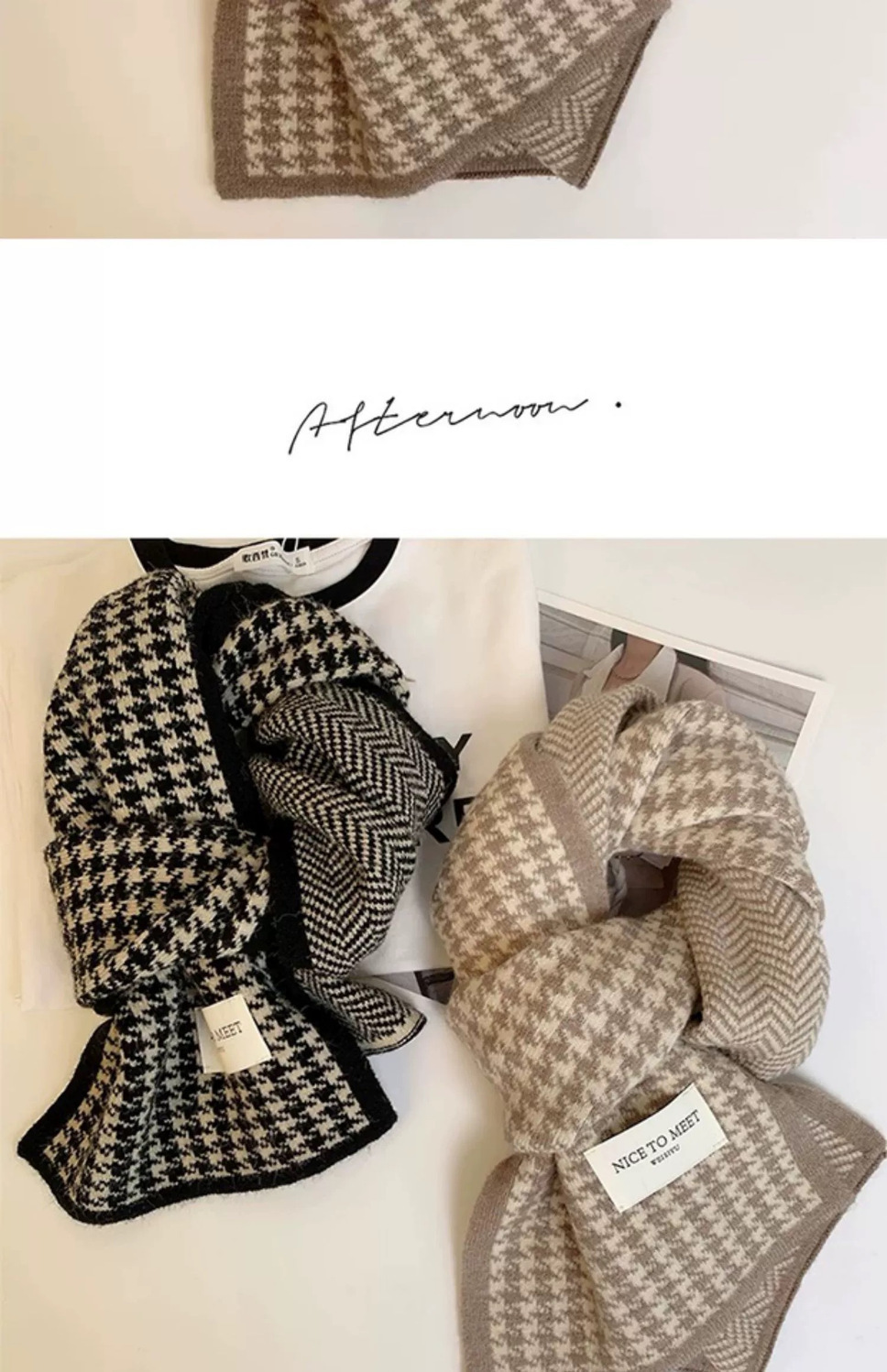 围巾冬天学生高中女生初中少女秋冬季感格子围脖男款日系加厚保暖详情9