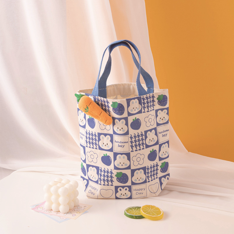 New souvenirs: Cute rabbit, tiger, ins hand-held canvas bag, lunch bag, fashionable lunch box bag for work and commuting pic 9
