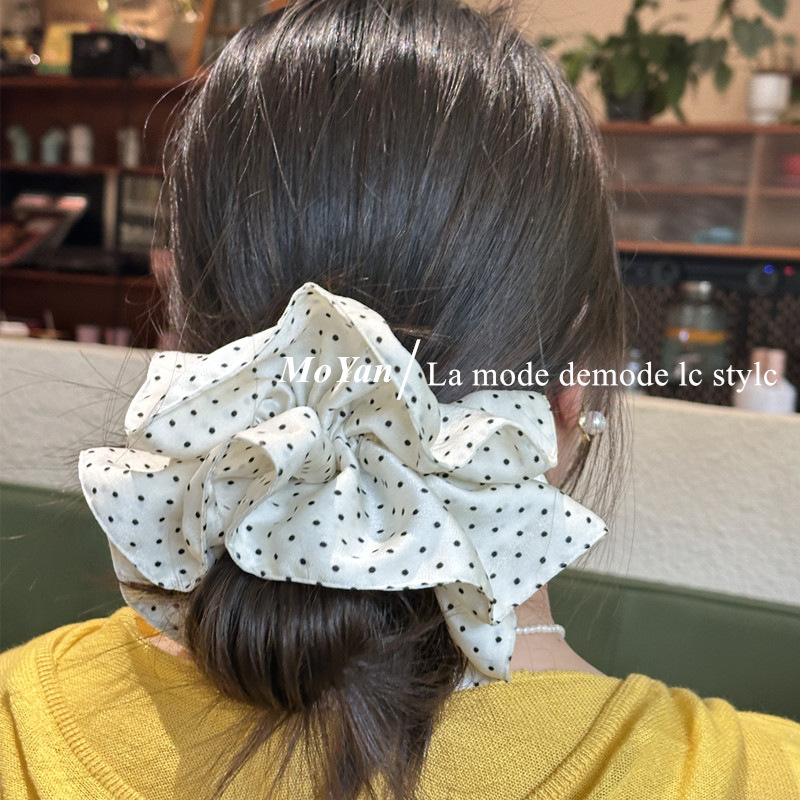 韩版气质波点大肠发圈复古高级感小蛮腰发绳低马尾头绳丸子头头花详情4