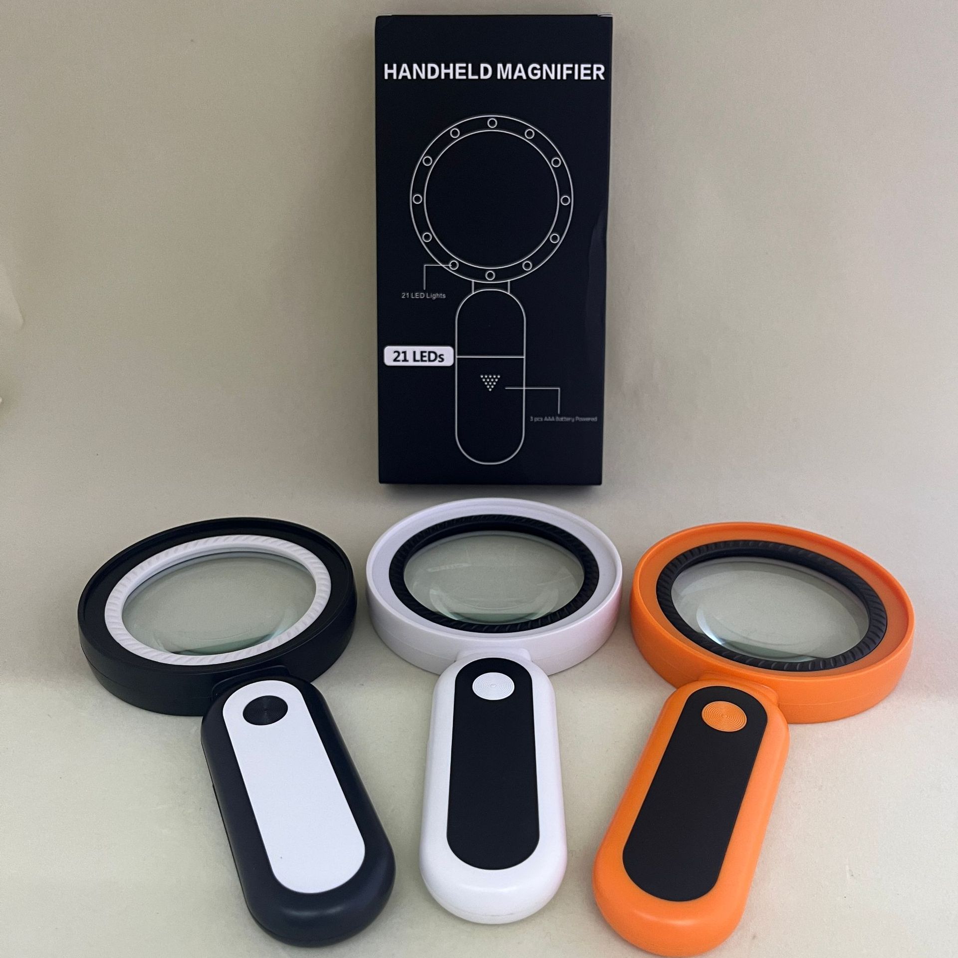 跨境新款手持式带21个LED灯3档调光高倍礼品古董邮票鉴宝放大镜详情14