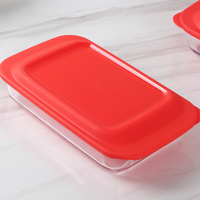 Wholesale of three-piece rectangular heat-resistant glass baking trays with LIDS for home kitchen steaming and roasting fish plates and tableware pic 9