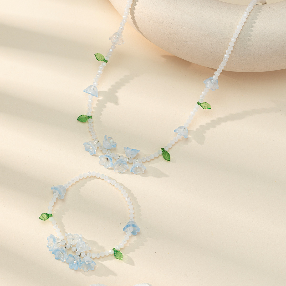 Factory direct sales of colorful beaded crystal chains, popular girlish style crystal bracelets, colorful necklace sets wholesale pic 3