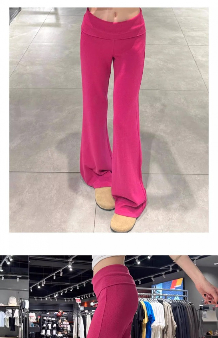 灰色翻腰微喇叭裤女夏季薄款垂感裸感云朵裤小个子显瘦休闲运动裤详情20