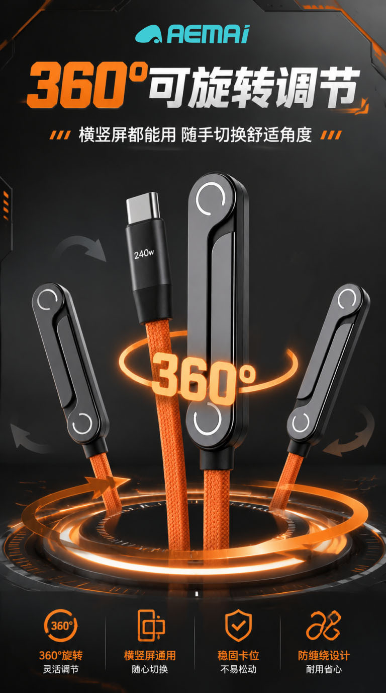 AEMAI любит безумный TYPE-C-кабель, андроид 240W, подставка для телефона, быстро заряжающего яблоко pic 6