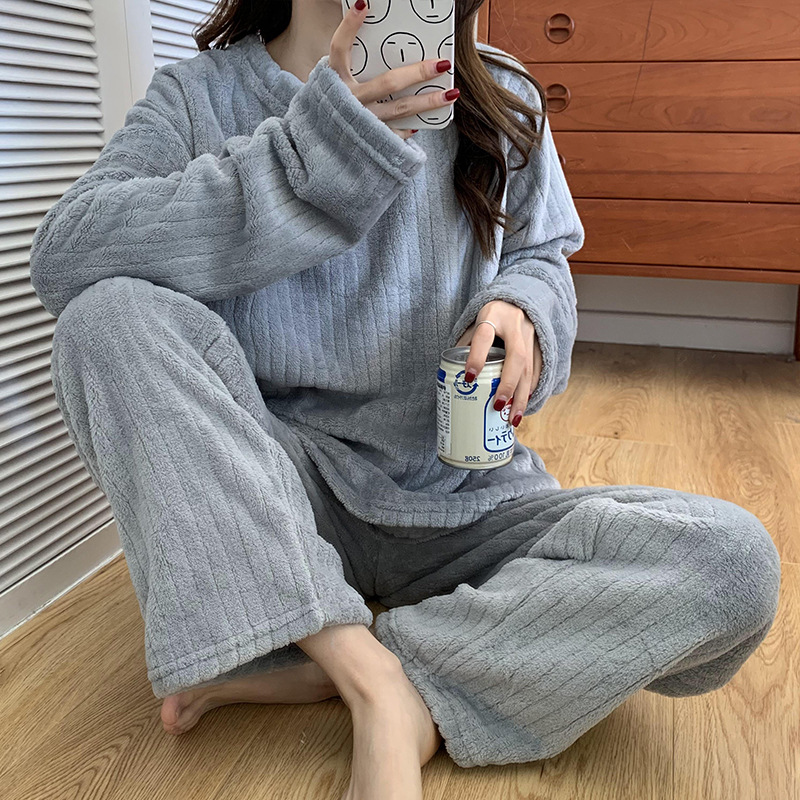 珊瑚绒睡衣女士2024年新款春秋冬季加厚大码冬天法兰绒加绒家居服详情8