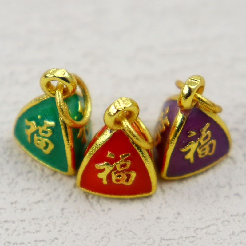 S925银镀金烧蓝招财福字麒麟手链挂件项链吊坠手工编织串珠配件详情2