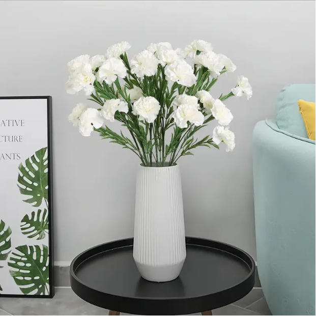 跨境仿真花5头康乃馨花束母亲节教师节装饰假花绢花花艺摆件道具详情3