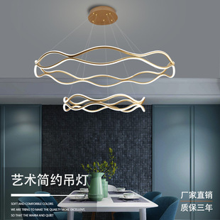 意式轻奢餐厅吊灯现代创意艺术长饭餐桌极简约设计感线条吧台灯具详情12