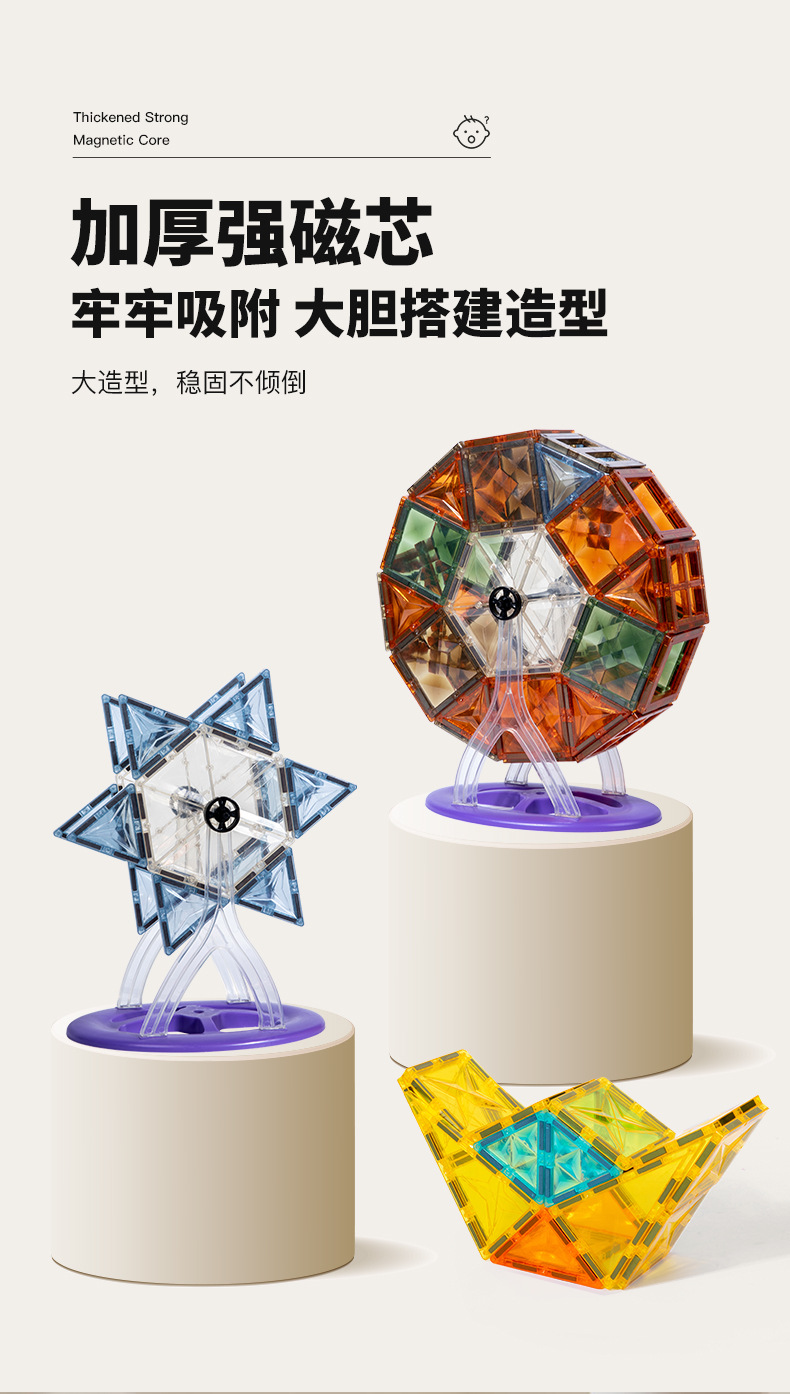 儿童科教益智玩具磁性思维建构拼接积木磁力片透光光影积木拼接详情3