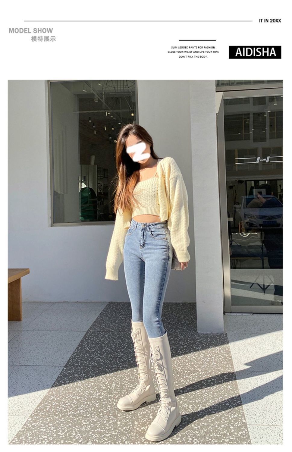 牛仔裤女2021新款春秋韩版高腰修身显瘦显高紧身九分网红小脚裤潮详情4