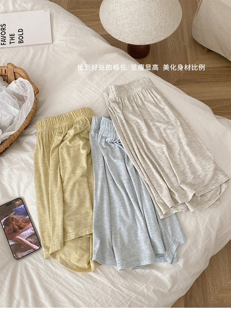 Summer pajama set with chest pad, short sleeves and shorts, pullover, two-piece home wear, thin and skin-friendly, can be worn outside with a pullover pic 13