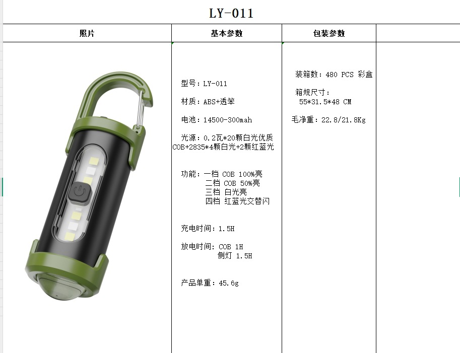 爆款多功能钥匙扣灯户外便携迷你应急led工作灯露营带挂钩手电筒详情13