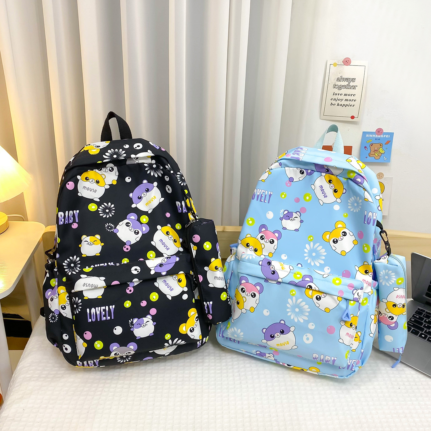 Wholesale escuela primaria primaria y secundaria estudiantes impresos espalda doble bolsa de las mujeres bolsa de la pluma de los hombres bolsa de manga color sólido bolsa de la escuela de gran capacidad pic 4